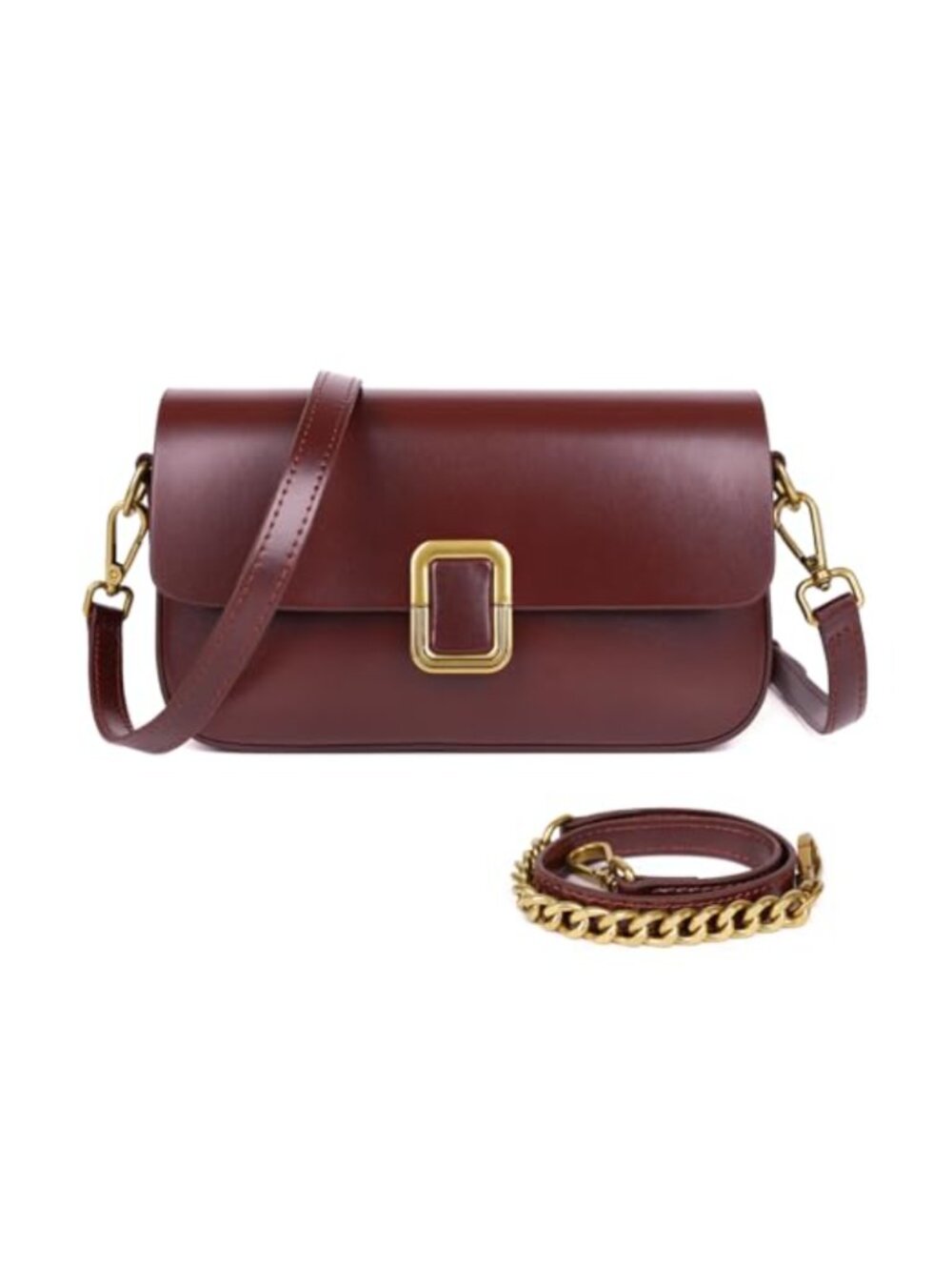 Genuine Leather Crossbody Shoulder Bag with Adjustable Strap